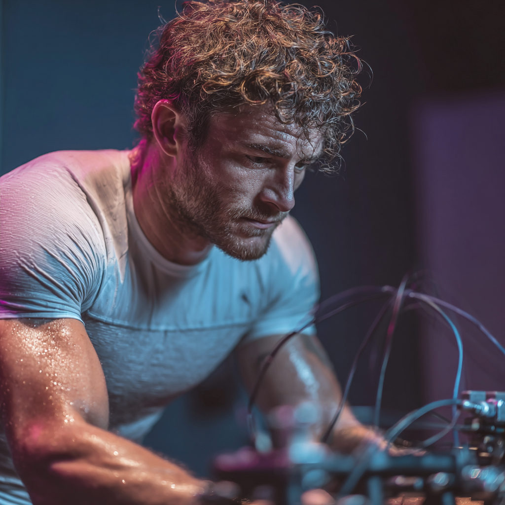 focused athlete training with scientific approach and measuring progress